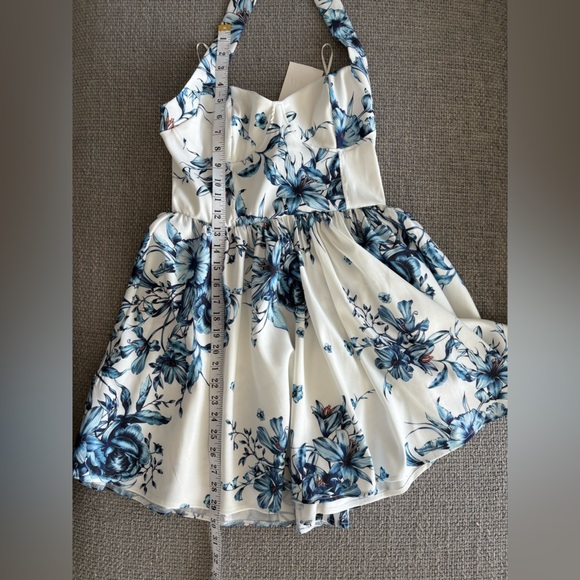 ZARA Blue Floral Halter Tie-Back Mini Dress – Size Medium - Picture 13 of 16
